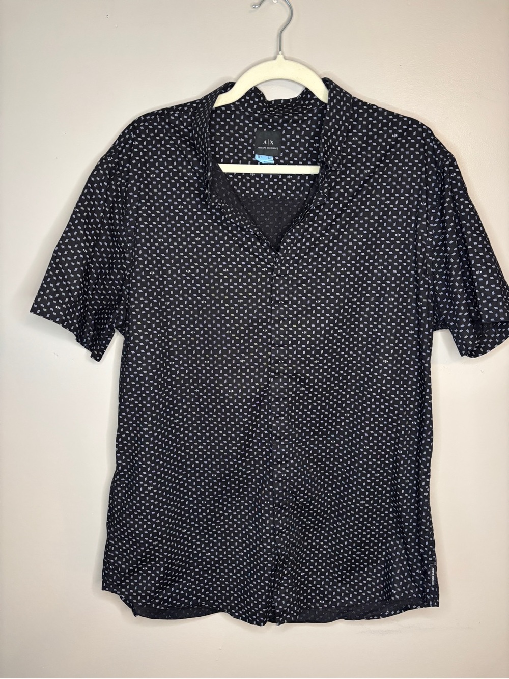 Armani Exchange Black Short-Sleeve Button-Down Shirt